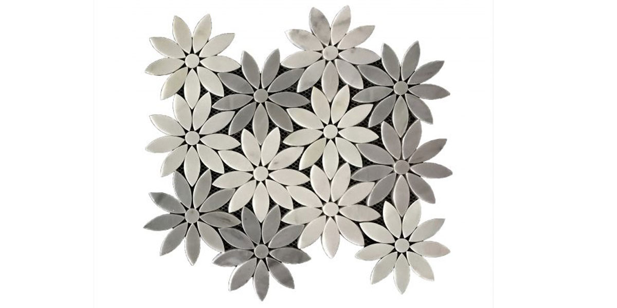 Marbel Mossaic Grey Lily Flower Marble Mosaic - Peeranis Flooring